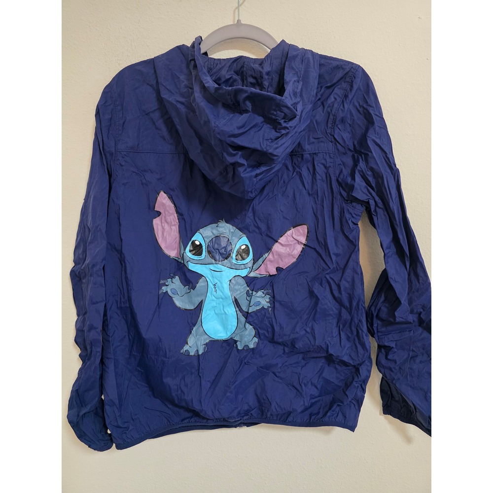 Disney Parks Stitch Windbreaker Jacket Navy Blue Hooded Full Zip Mens Medium New - Picture 5 of 5